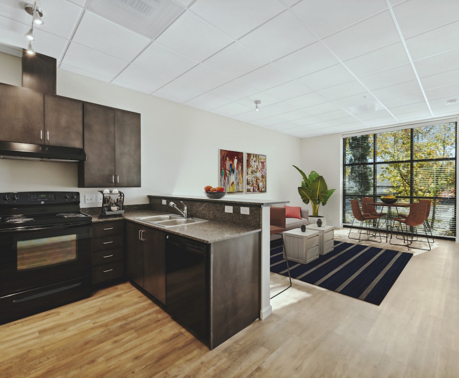 Open kitchen at Maddox Apartments