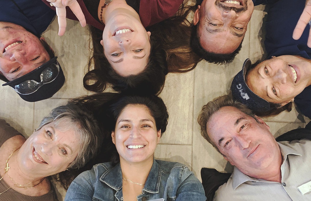 Group of friends hanging out laughing